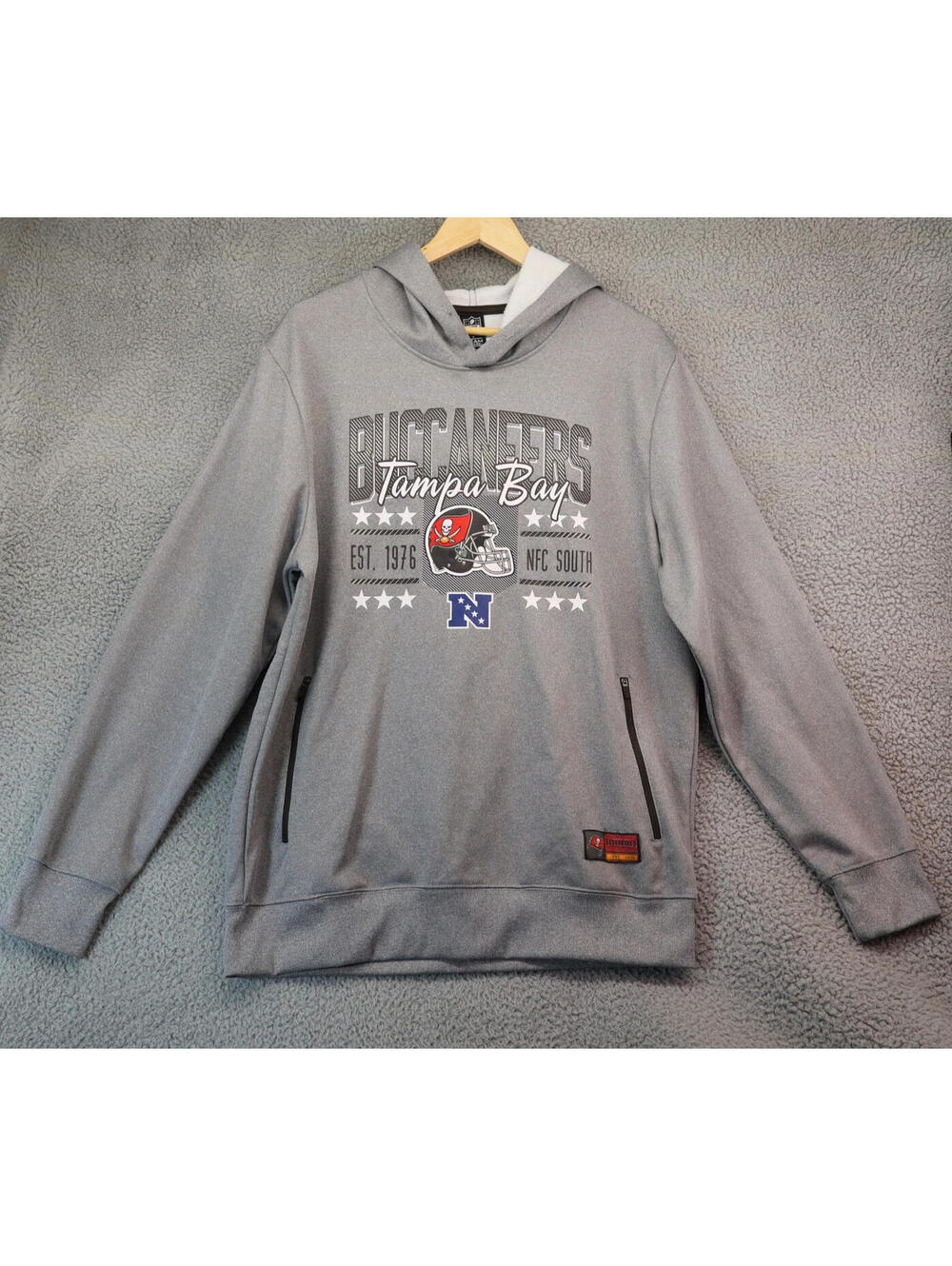 Tampa Bay Buccaneers Hoodie Mens Large Gray Sweatshirt NFL